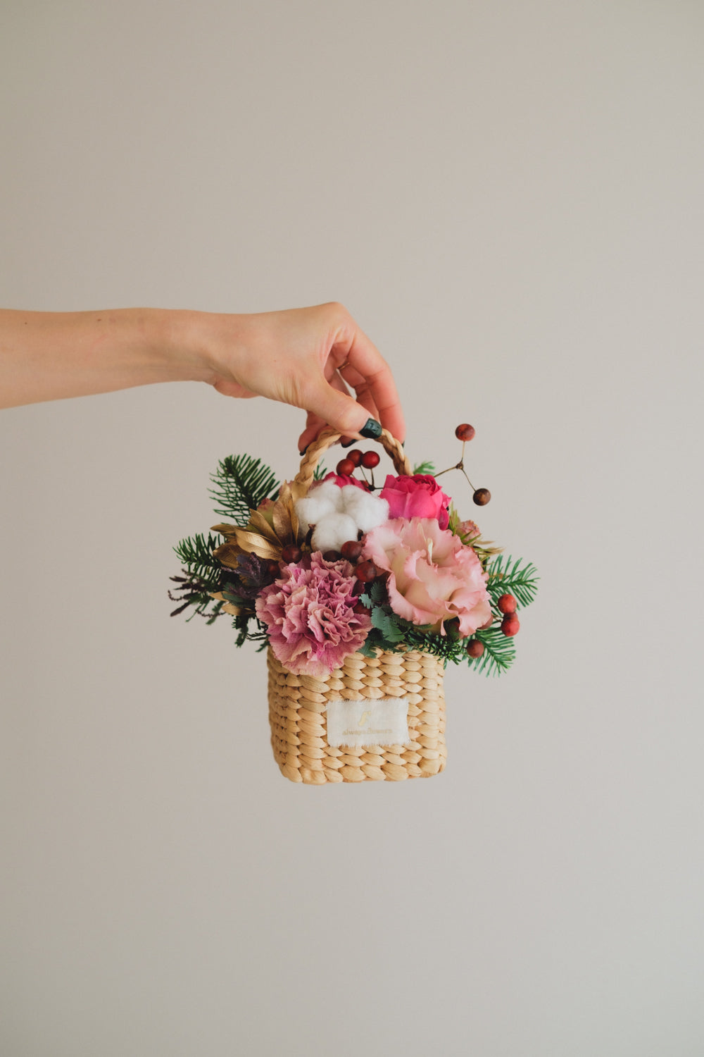 ◆11/29-12/26お届け限定◆Flower BAG No.3/フラワーバッグアレンジ ピンクジルコン/生花