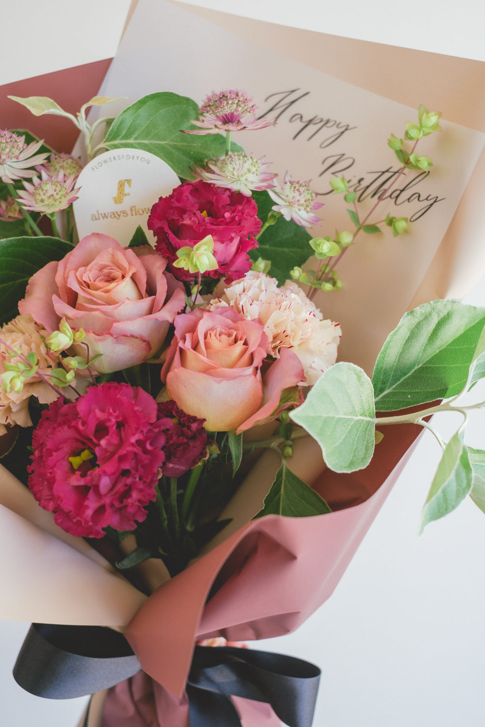 Message Bouquet & Flower Vase/メッセージブーケ&フラワーベースセット/モーヴピンク