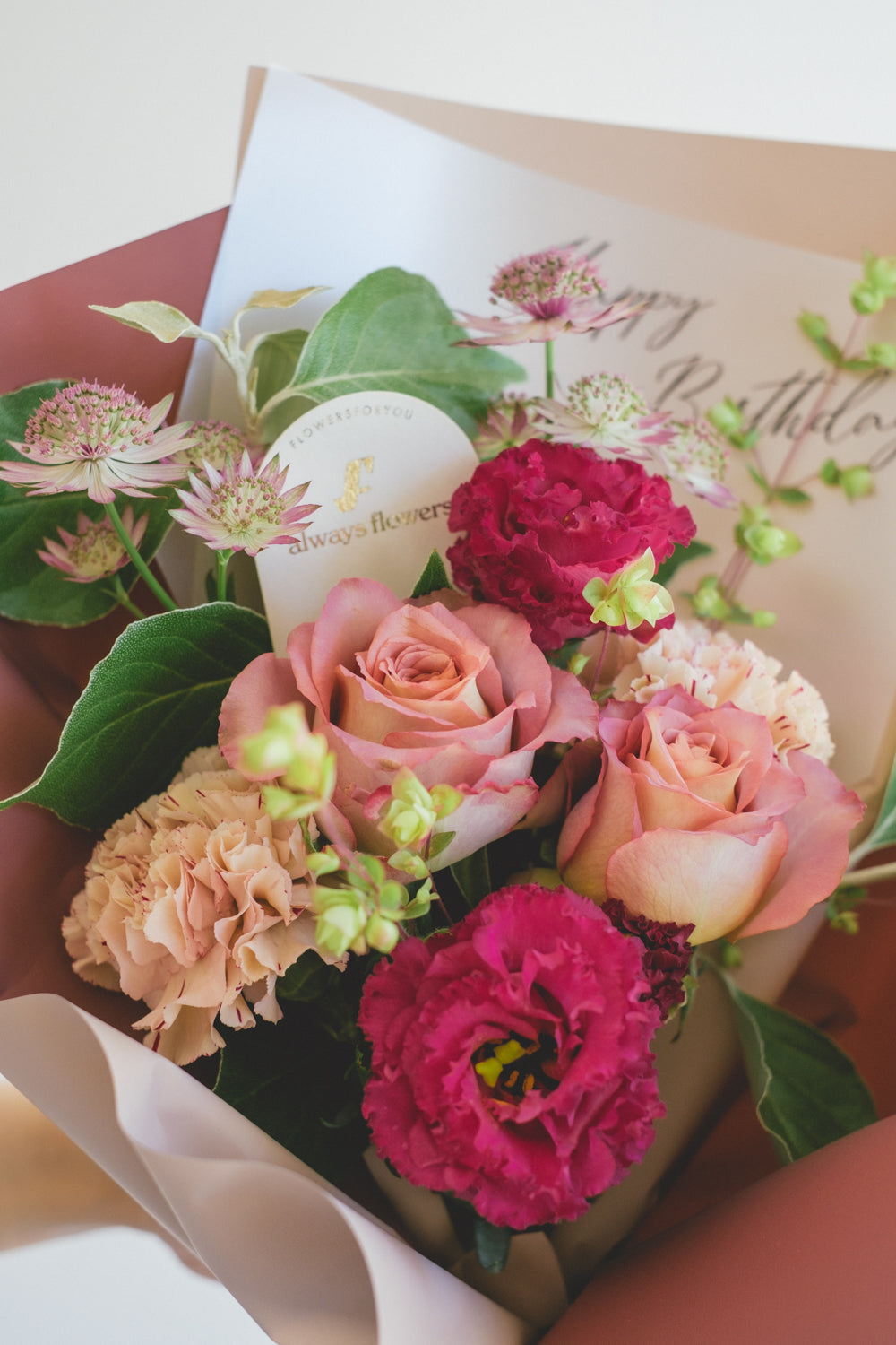 Message Bouquet & Flower Vase/メッセージブーケ&フラワーベースセット/モーヴピンク