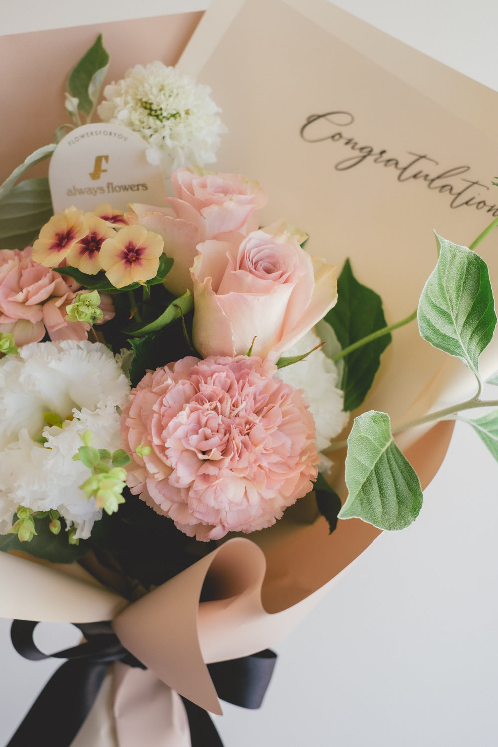 Message Bouquet & Flower Vase/メッセージブーケ&フラワーベースセット/シャンパンピンク
