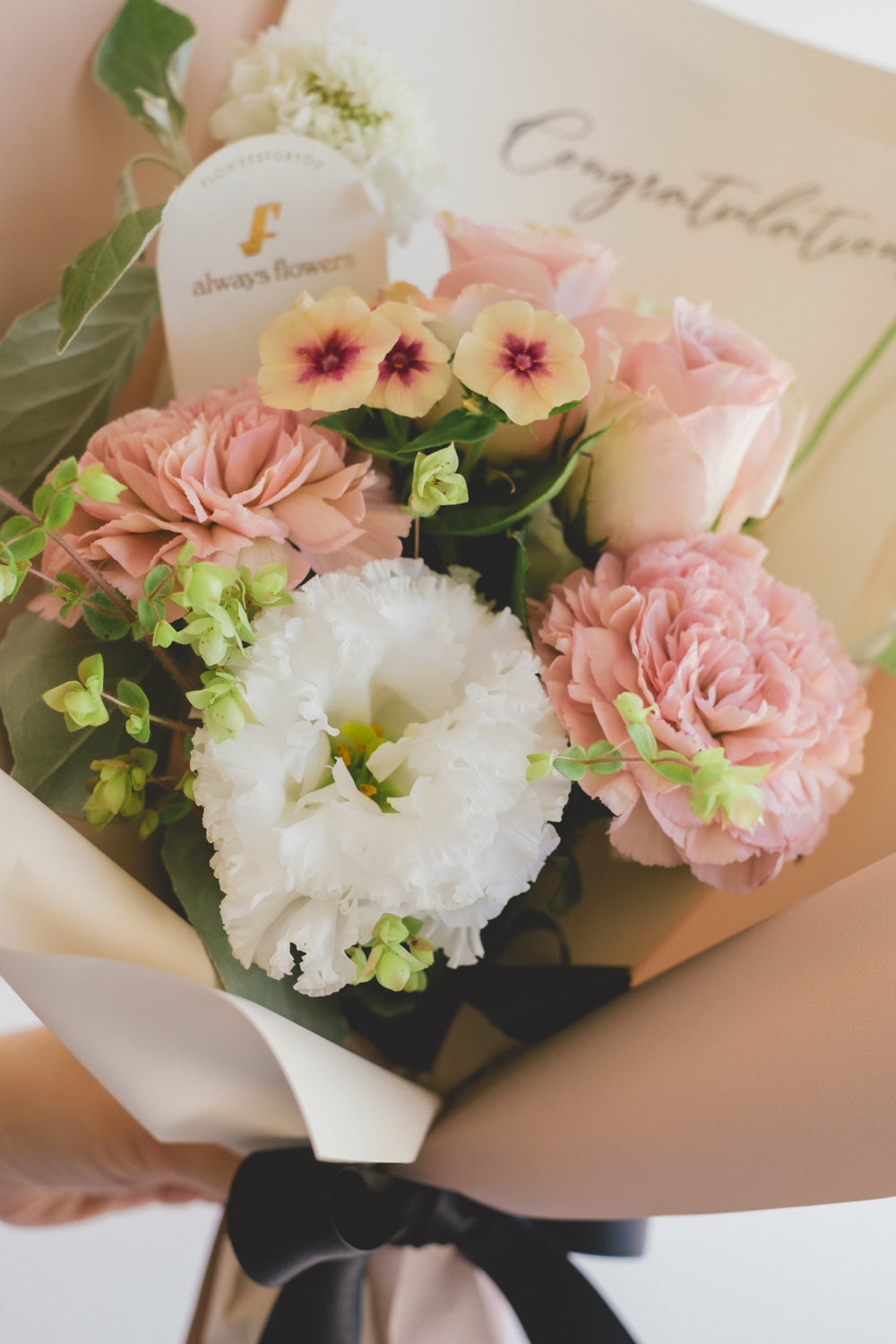 Message Bouquet & Flower Vase/メッセージブーケ&フラワーベースセット/シャンパンピンク