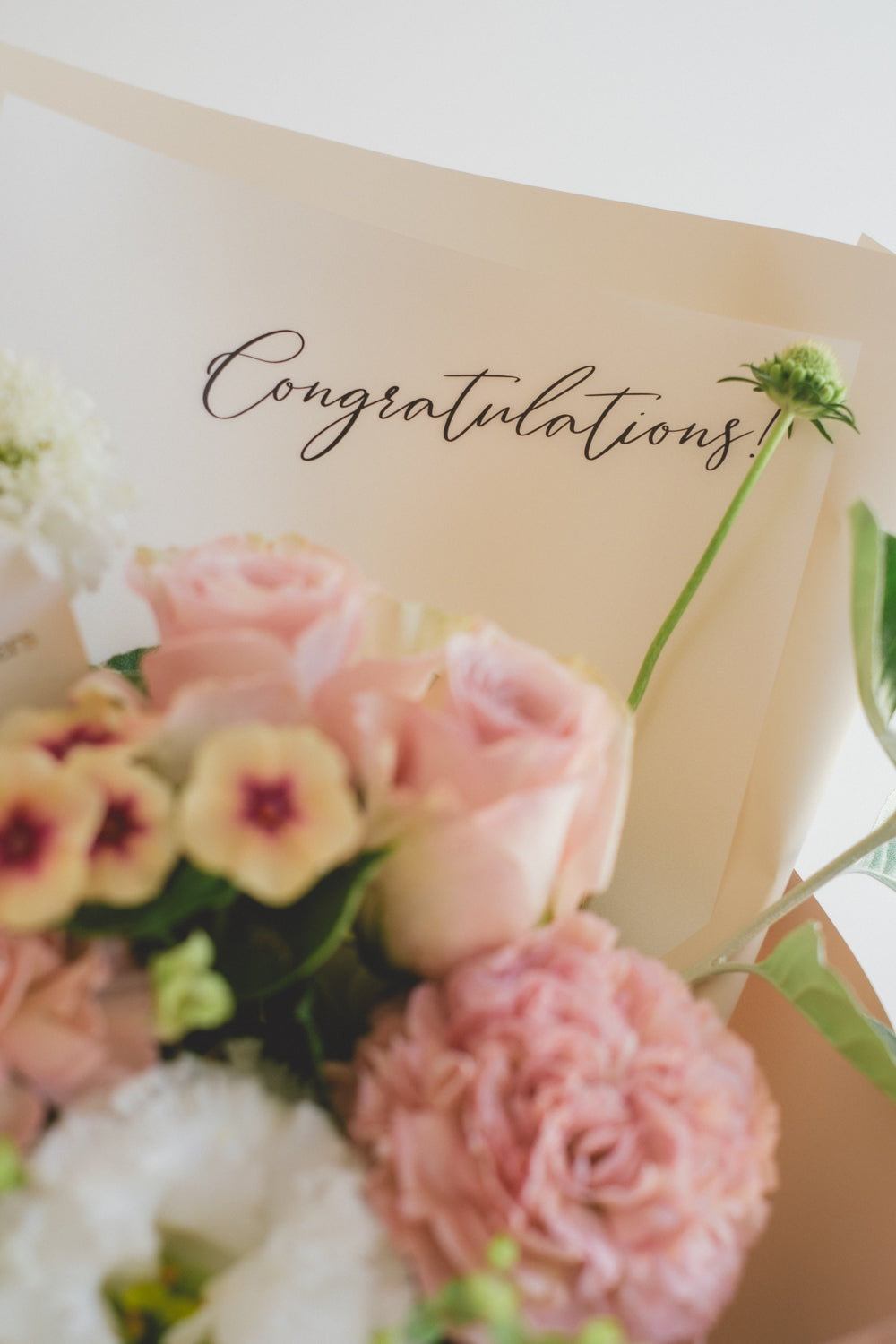 Message Bouquet & Flower Vase/メッセージブーケ&フラワーベースセット/シャンパンピンク