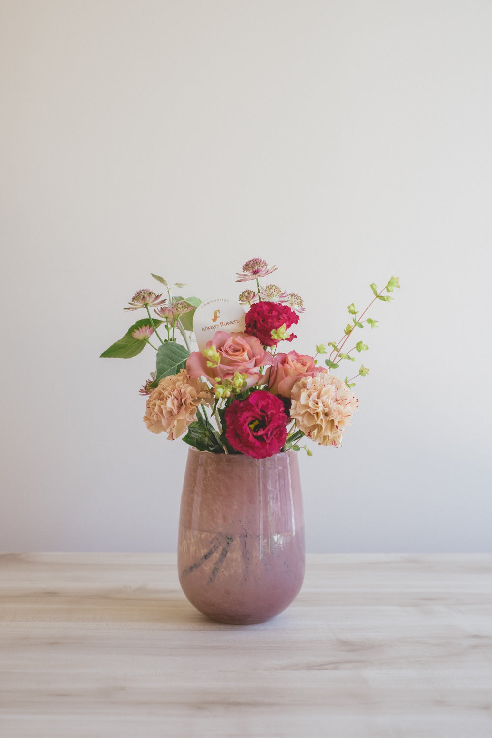 Message Bouquet & Flower Vase/メッセージブーケ&フラワーベースセット/モーヴピンク