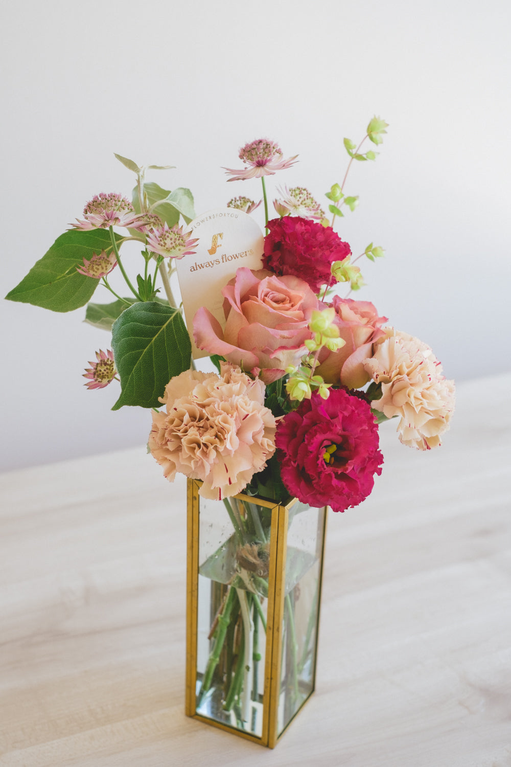 Message Bouquet & Flower Vase/メッセージブーケ&フラワーベースセット/モーヴピンク