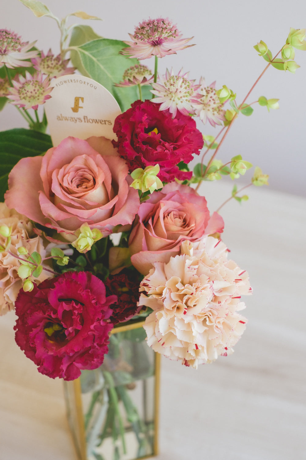 Message Bouquet & Flower Vase/メッセージブーケ&フラワーベースセット/モーヴピンク