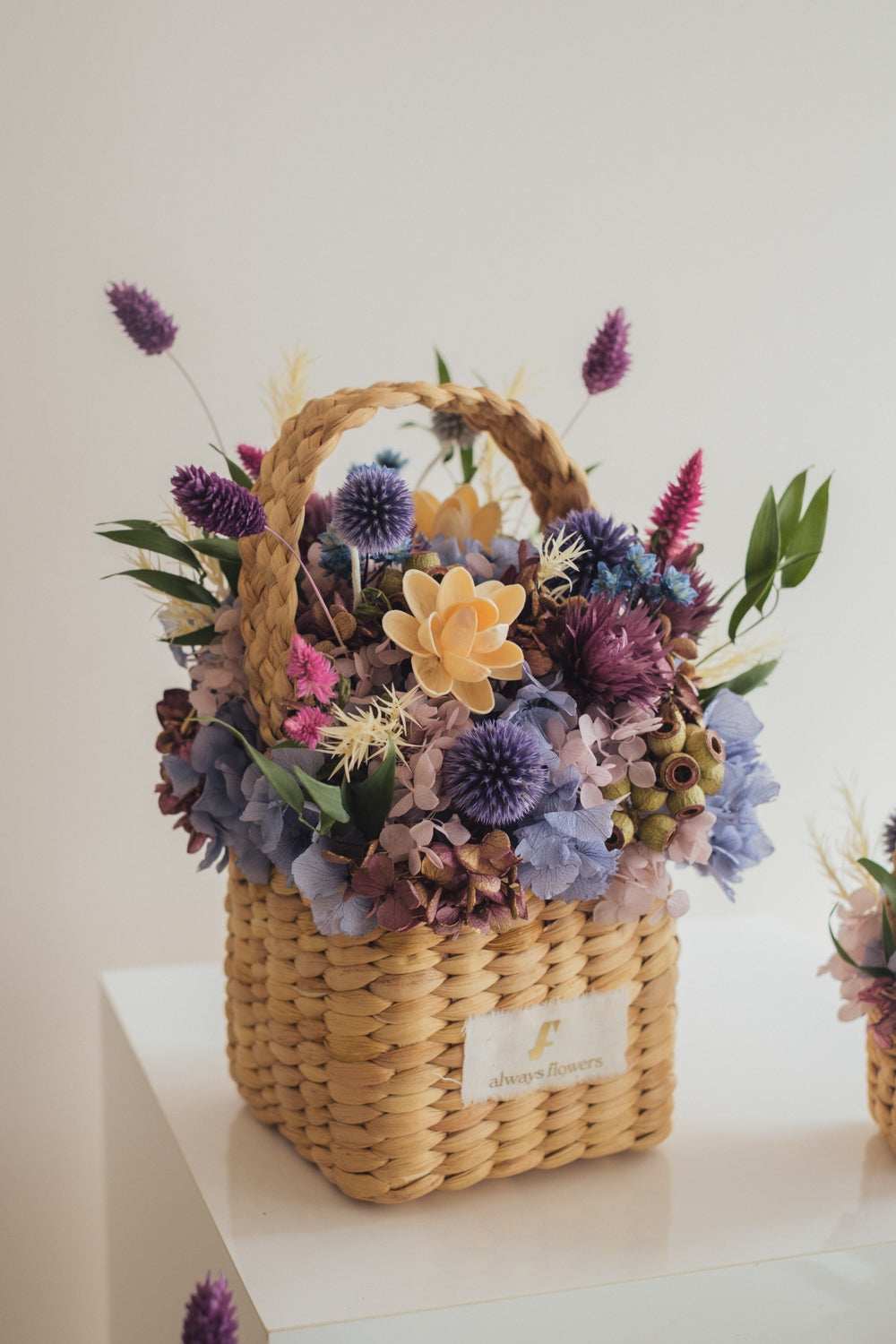 ◆季節限定デザイン◆Flower BAG No.3 /スクエアカゴバッグ オーセンティック/ドライ・プリザーブドフラワー