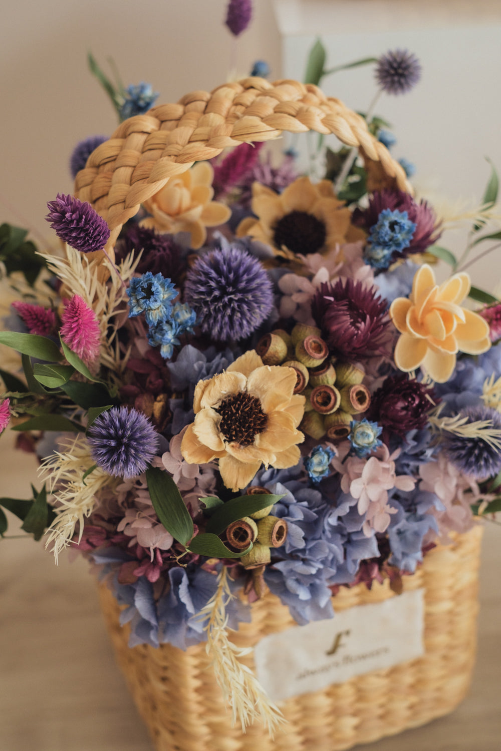 ◆季節限定デザイン◆Flower BAG No.3 /スクエアカゴバッグ オーセンティック/ドライ・プリザーブドフラワー