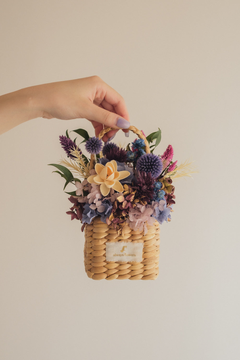 ◆季節限定デザイン◆Flower BAG No.3 /スクエアカゴバッグ オーセンティック/ドライ・プリザーブドフラワー