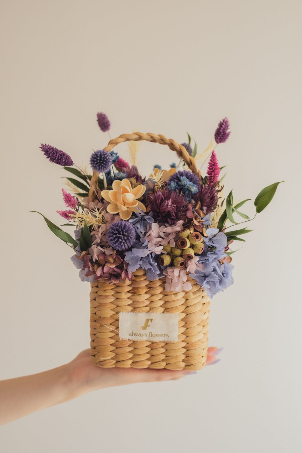 ◆季節限定デザイン◆Flower BAG No.3 /スクエアカゴバッグ オーセンティック/ドライ・プリザーブドフラワー