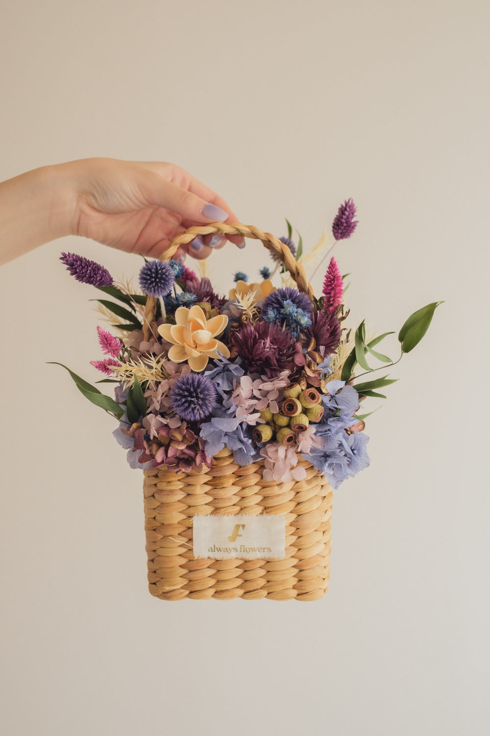 ◆季節限定デザイン◆Flower BAG No.3 /スクエアカゴバッグ オーセンティック/ドライ・プリザーブドフラワー