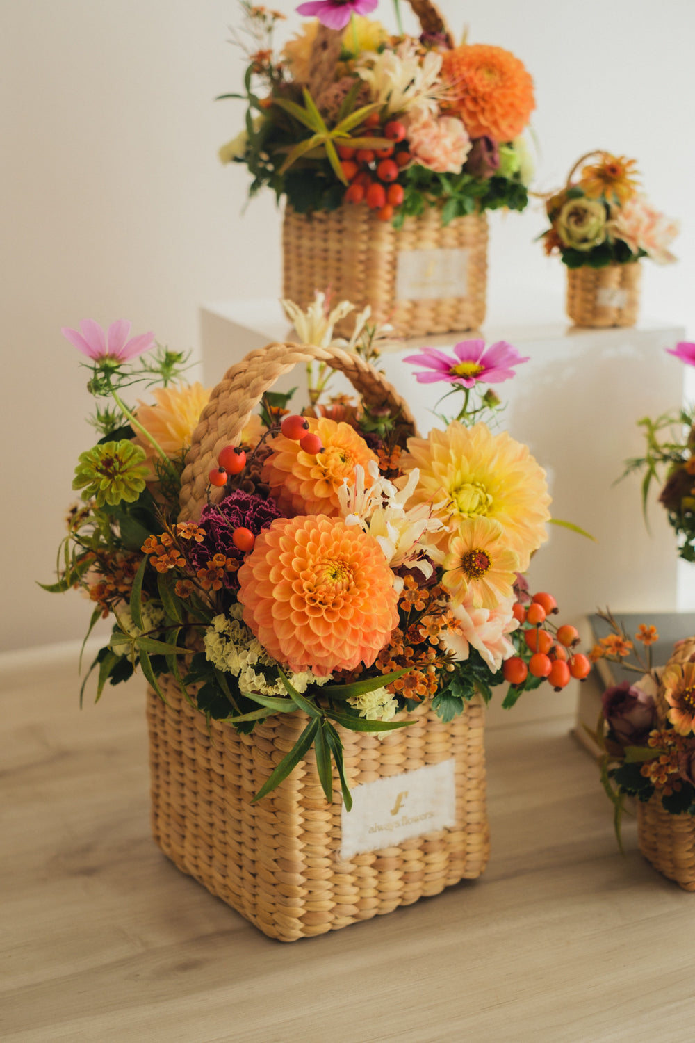 ◆9/24-10/31お届け限定◆Flower BAG No.3 /スクエアカゴバッグ オータムパレット/生花