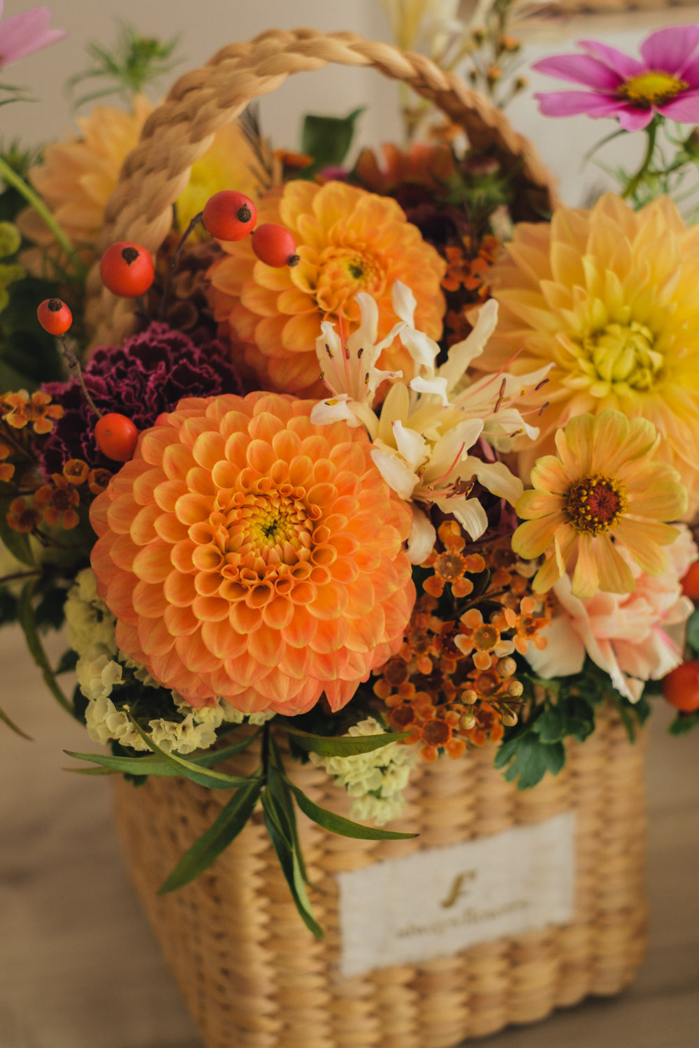 ◆9/24-10/31お届け限定◆Flower BAG No.3 /スクエアカゴバッグ オータムパレット/生花