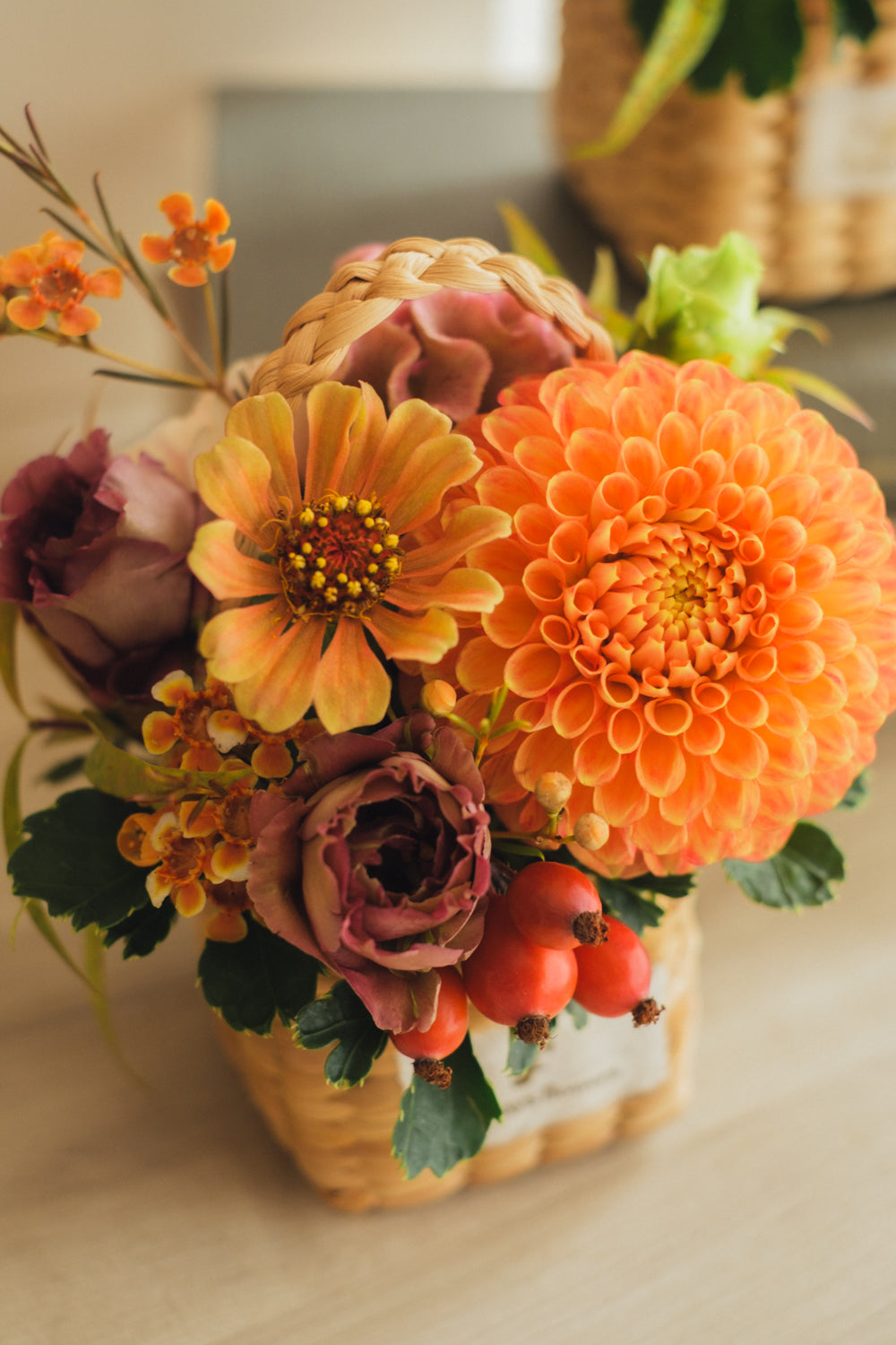 ◆9/24-10/31お届け限定◆Flower BAG No.3 /スクエアカゴバッグ オータムパレット/生花