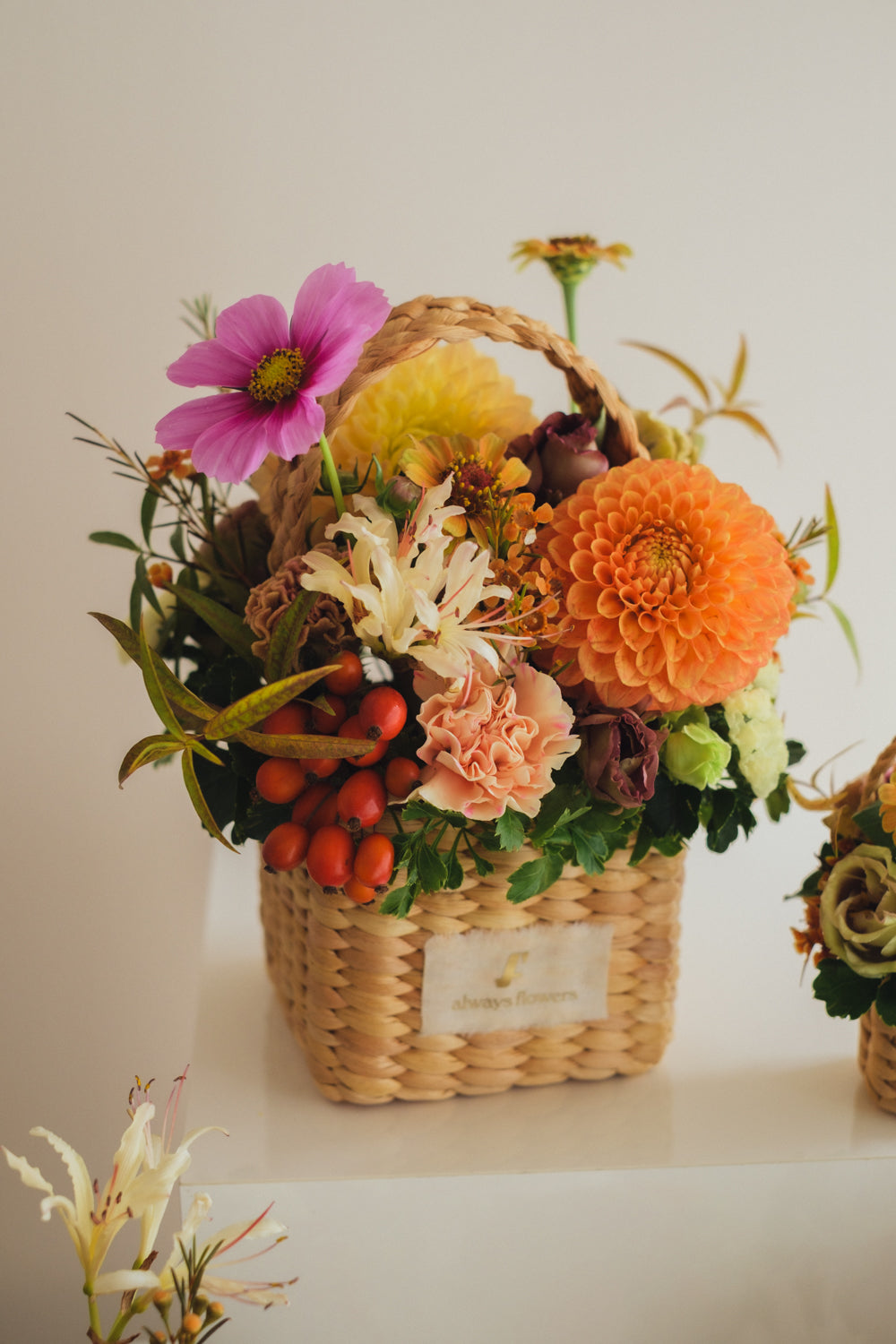 ◆9/24-10/31お届け限定◆Flower BAG No.3 /スクエアカゴバッグ オータムパレット/生花