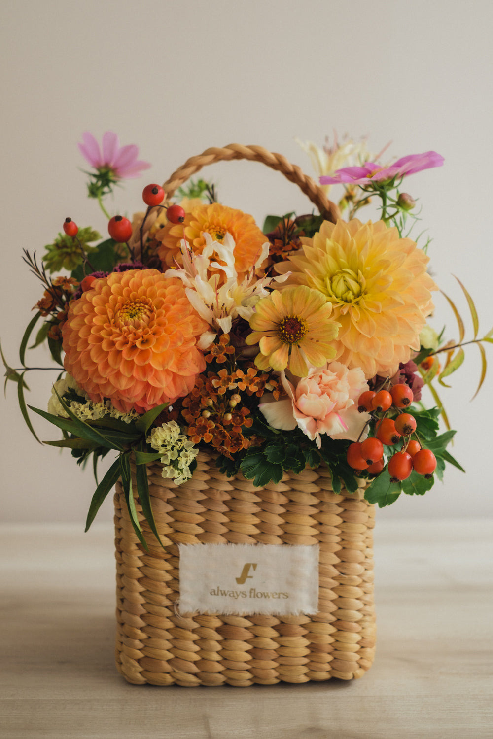 ◆9/24-10/31お届け限定◆Flower BAG No.3 /スクエアカゴバッグ オータムパレット/生花