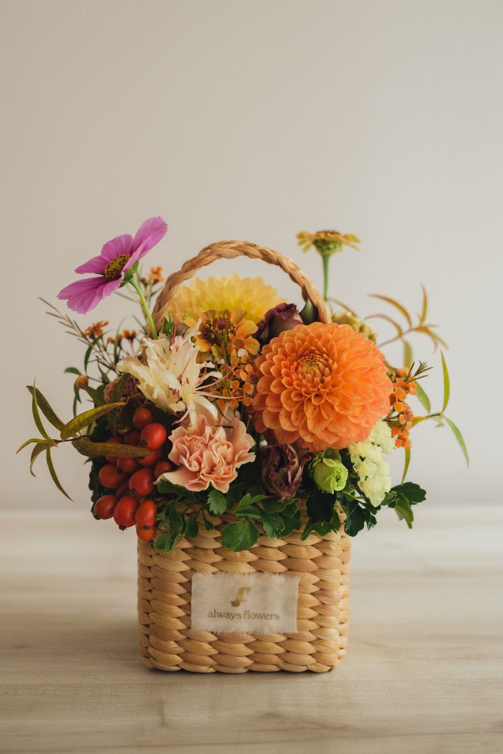 ◆9/24-10/31お届け限定◆Flower BAG No.3 /スクエアカゴバッグ オータムパレット/生花