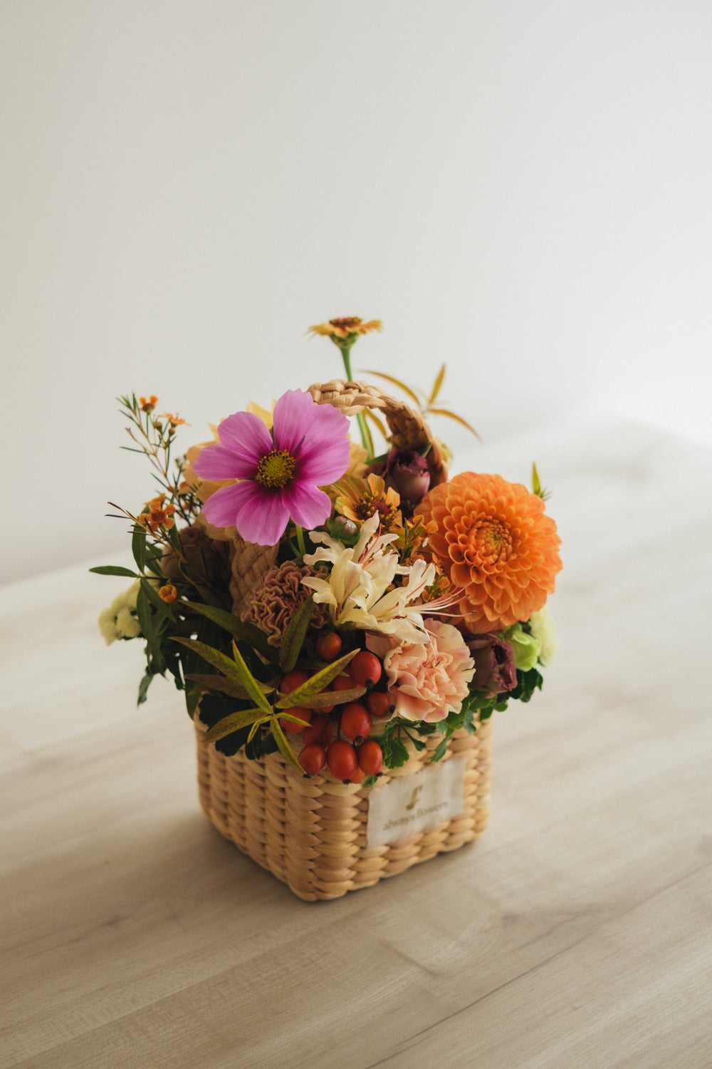 ◆9/24-10/31お届け限定◆Flower BAG No.3 /スクエアカゴバッグ オータムパレット/生花