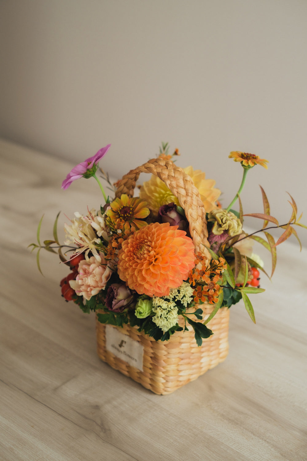 ◆9/24-10/31お届け限定◆Flower BAG No.3 /スクエアカゴバッグ オータムパレット/生花