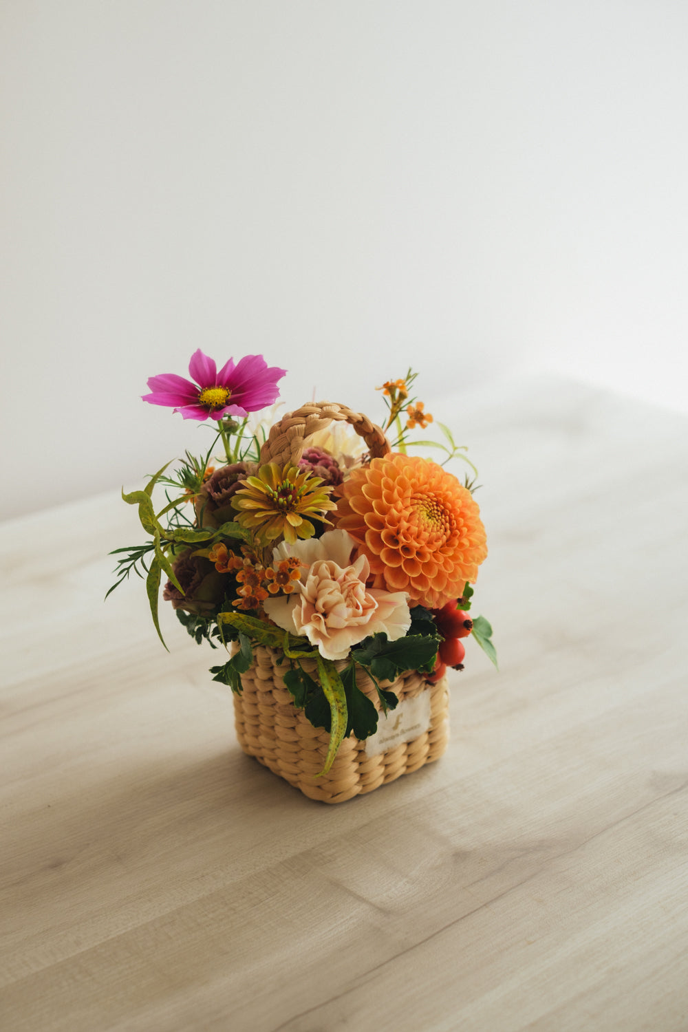 ◆9/24-10/31お届け限定◆Flower BAG No.3 /スクエアカゴバッグ オータムパレット/生花