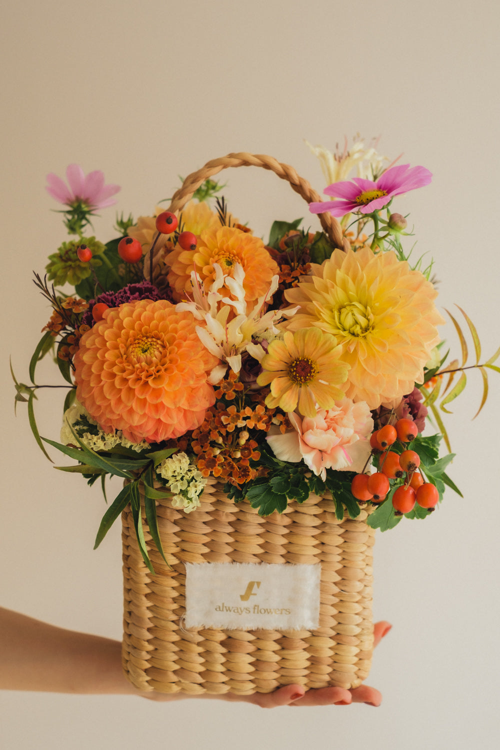 ◆9/24-10/31お届け限定◆Flower BAG No.3 /スクエアカゴバッグ オータムパレット/生花