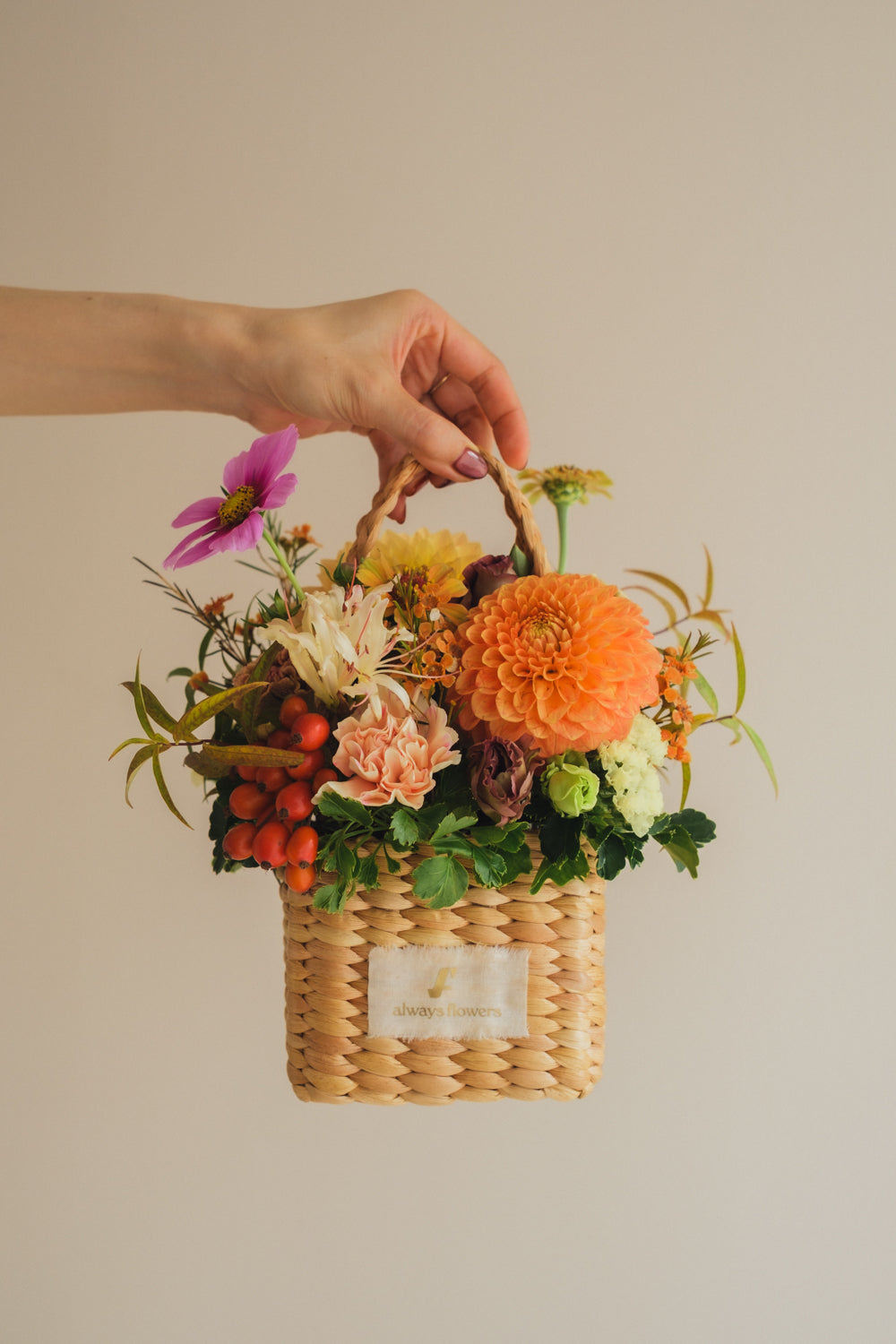 ◆9/24-10/31お届け限定◆Flower BAG No.3 /スクエアカゴバッグ オータムパレット/生花