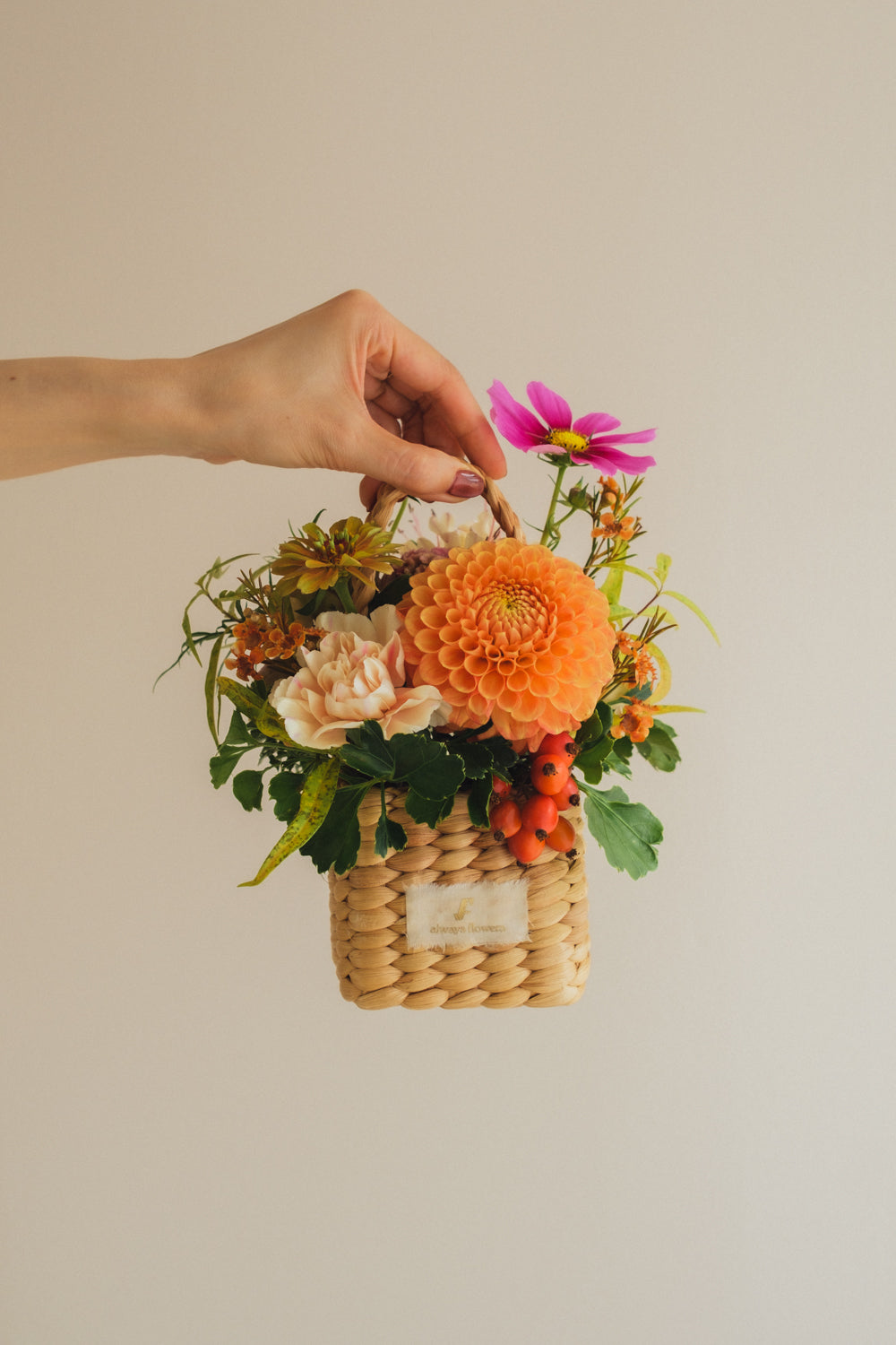 ◆9/24-10/31お届け限定◆Flower BAG No.3 /スクエアカゴバッグ オータムパレット/生花
