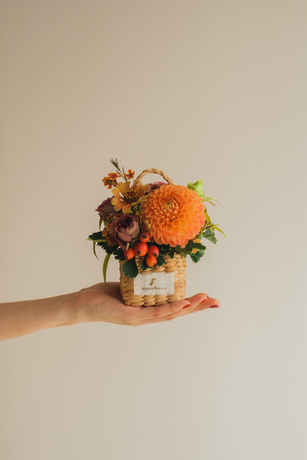 ◆9/24-10/31お届け限定◆Flower BAG No.3 /スクエアカゴバッグ オータムパレット/生花