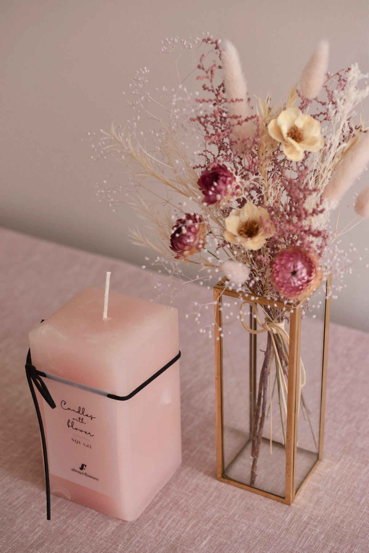 ◆NEW◆Candle&Dried Bouquet/キャンドル&ドライブーケセット ローズべべ