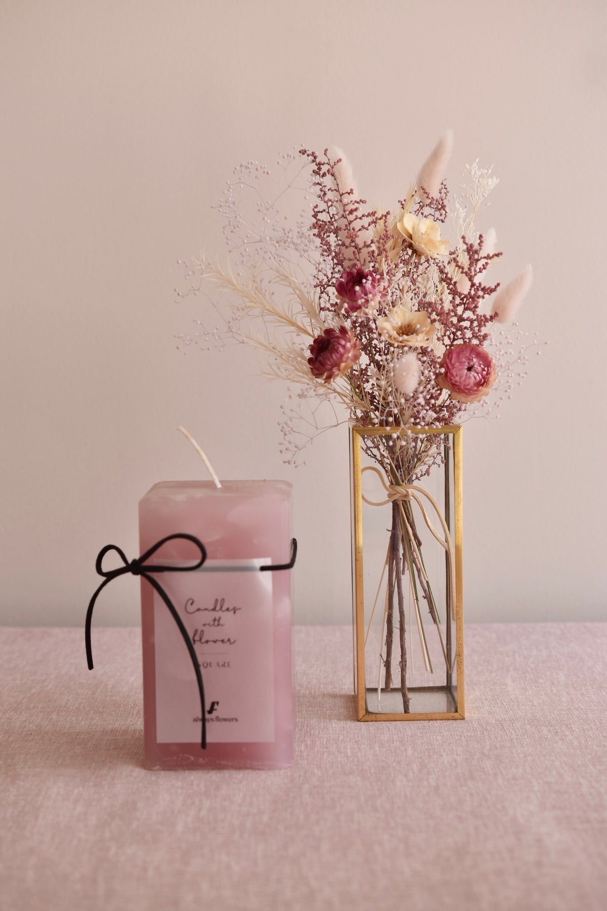 ◆NEW◆Candle&Dried Bouquet/キャンドル&ドライブーケセット ローズドラジェ