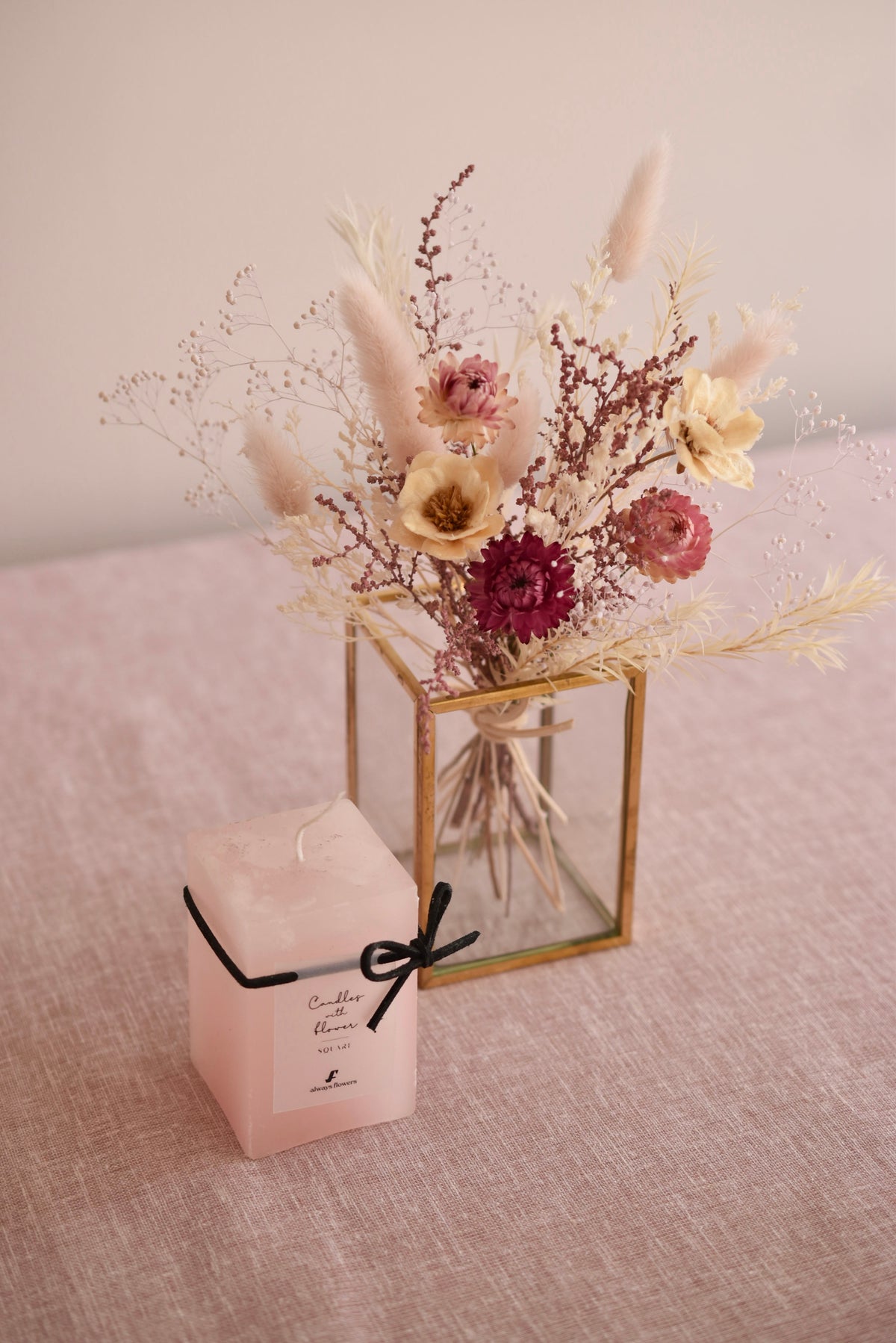 ◆NEW◆Candle&Dried Bouquet/キャンドル&ドライブーケセット ローズべべ