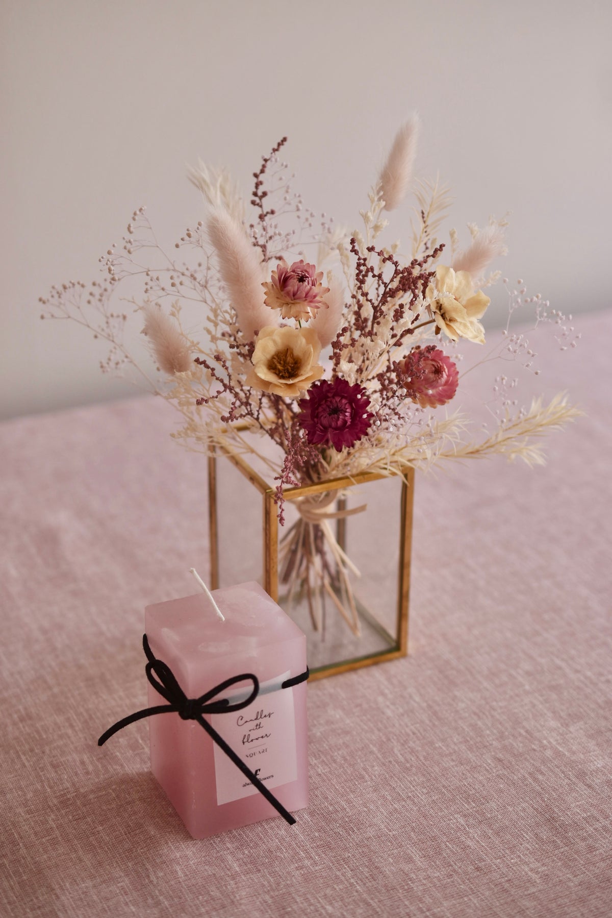 ◆NEW◆Candle&Dried Bouquet/キャンドル&ドライブーケセット ローズドラジェ