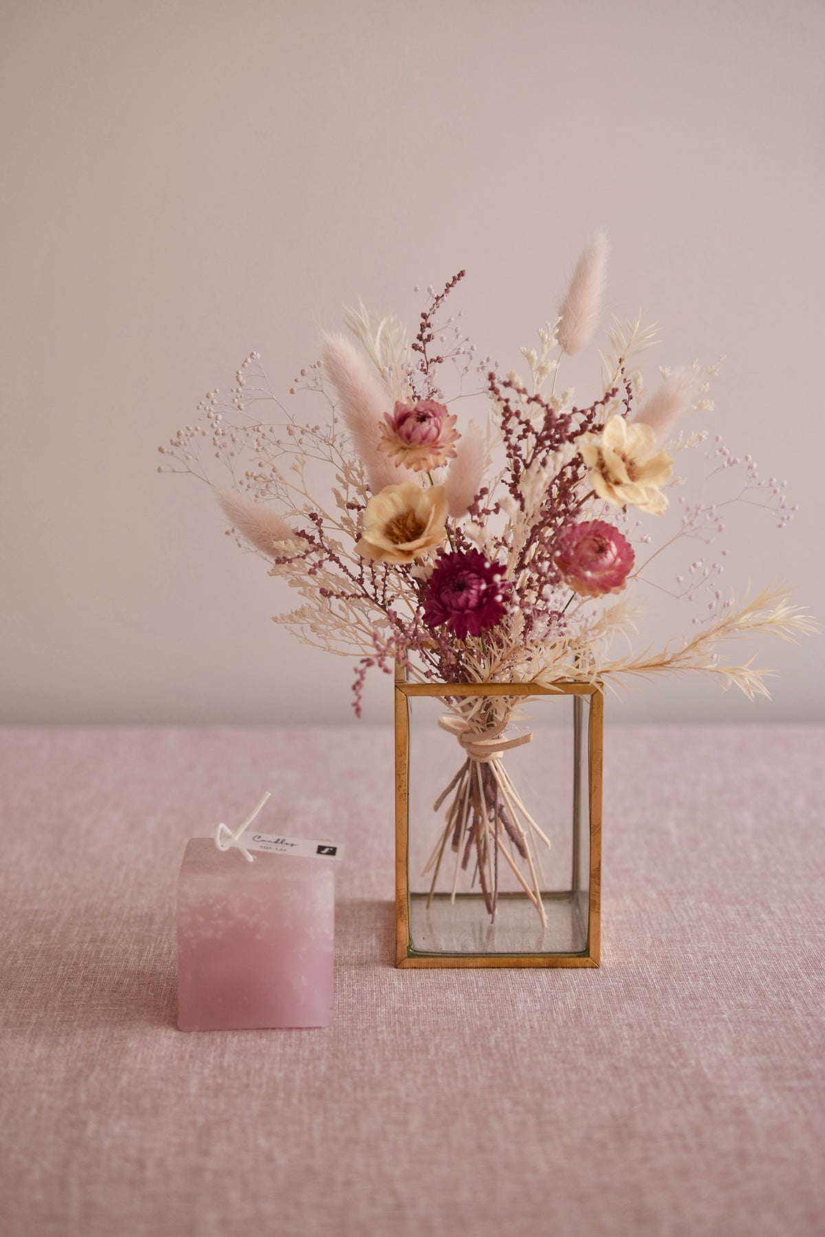 ◆NEW◆Candle&Dried Bouquet/キャンドル&ドライブーケセット ローズドラジェ
