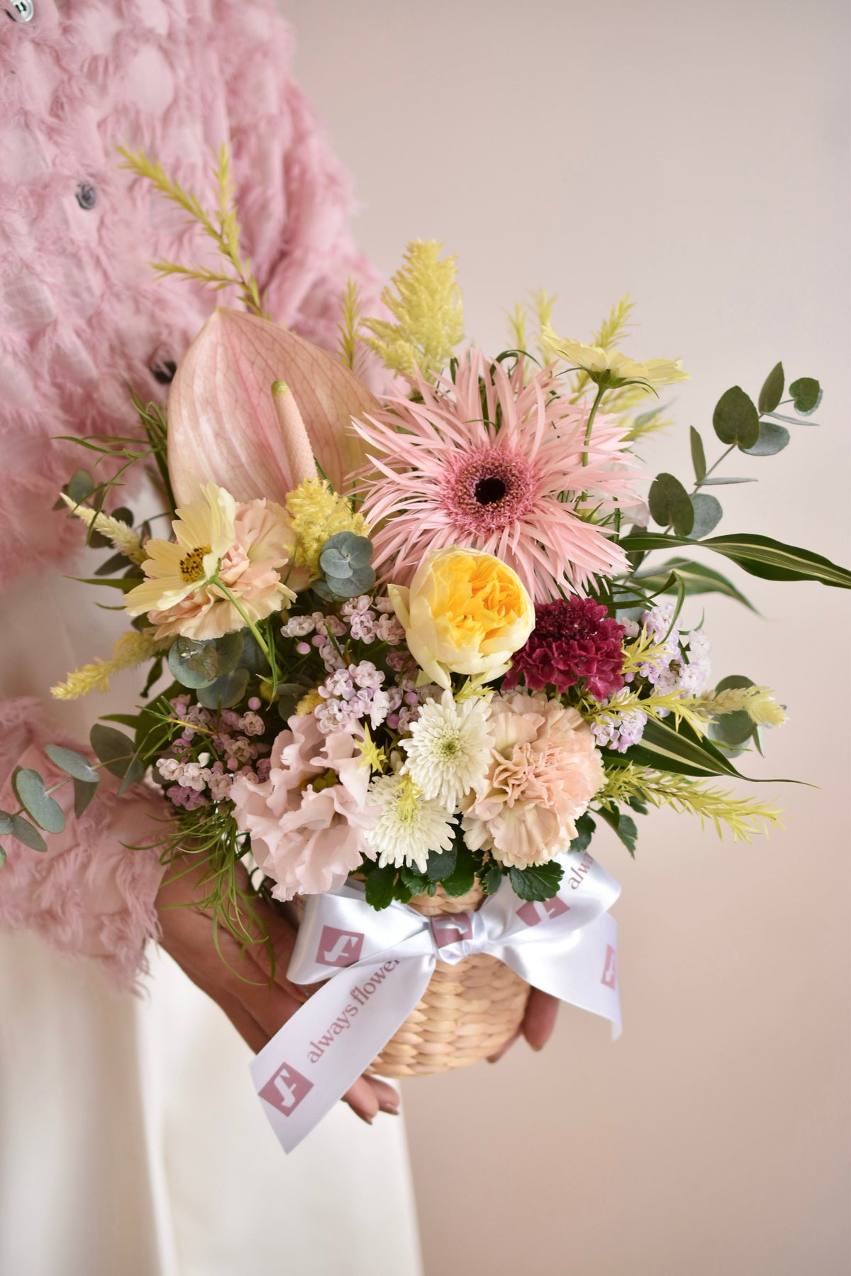 ◆NEW◆Pillar Basket/ピラーバスケット パステルフェット/生花