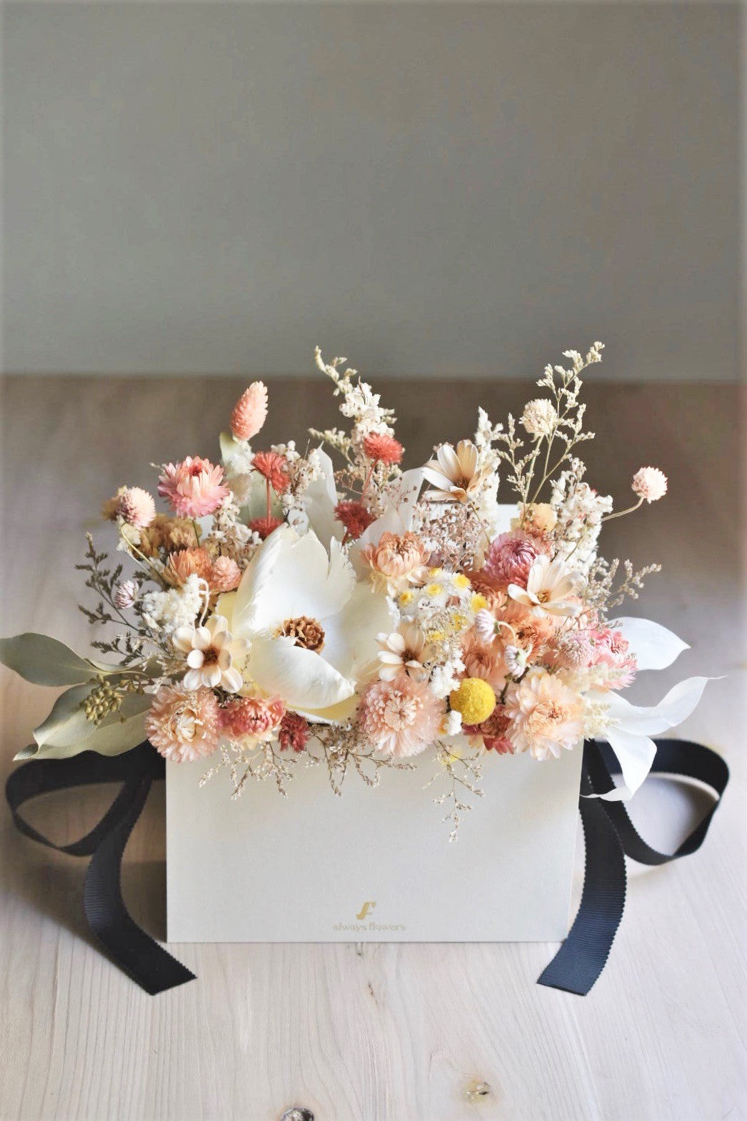 Flower BAG No.1/フラワーバッグアレンジ ベージュ/ドライ&プリザーブドフラワー