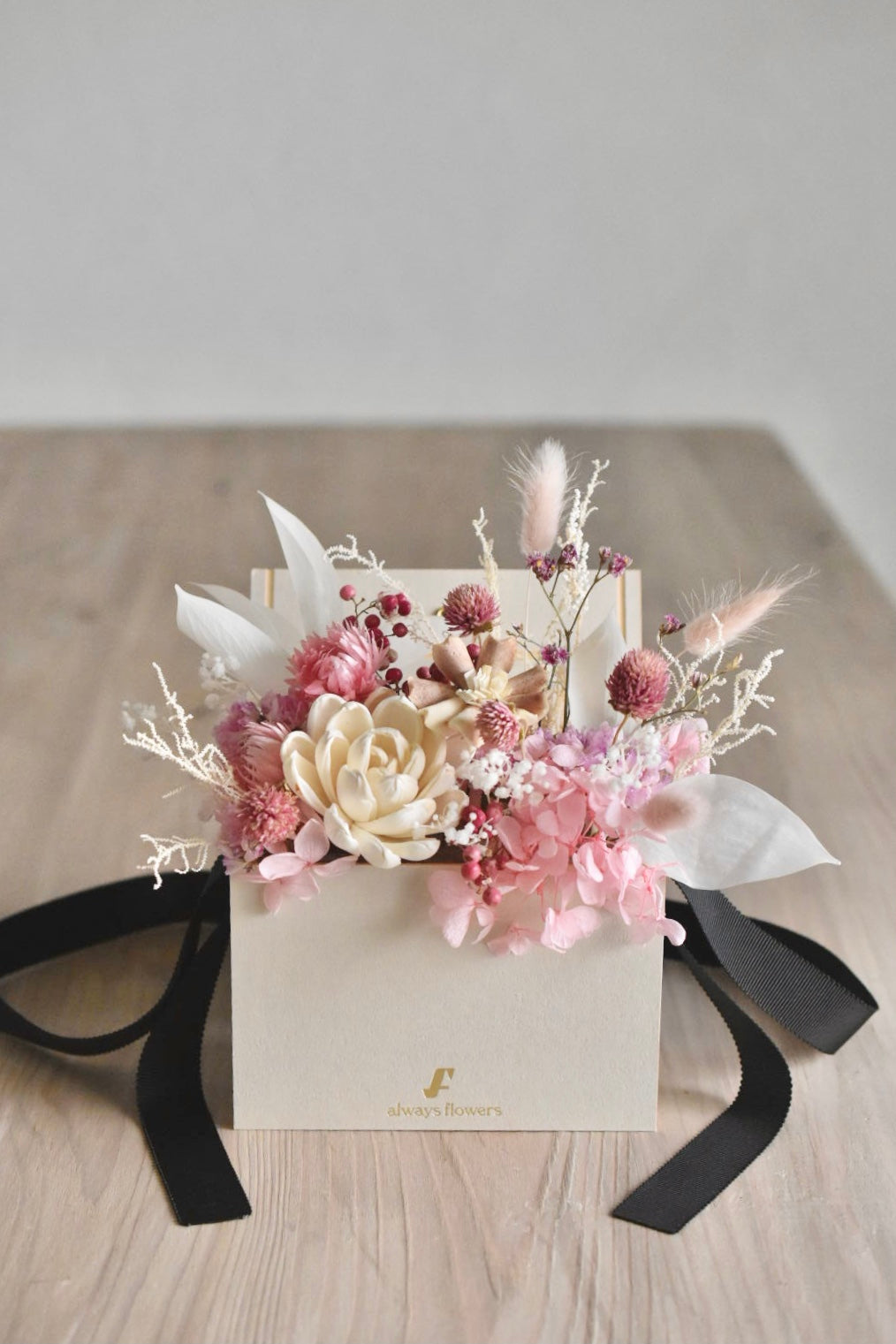Flower BAG No.1/フラワーバッグアレンジ ペールピンク/ドライ&プリザーブドフラワー