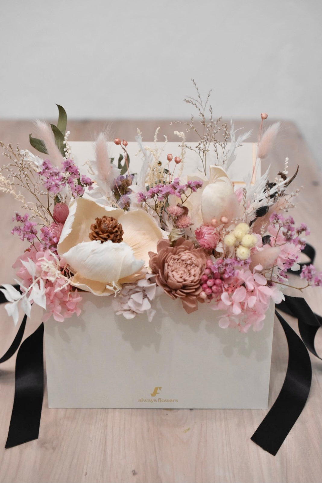Flower BAG No.1/フラワーバッグアレンジ ペールピンク/ドライ&プリザーブドフラワー
