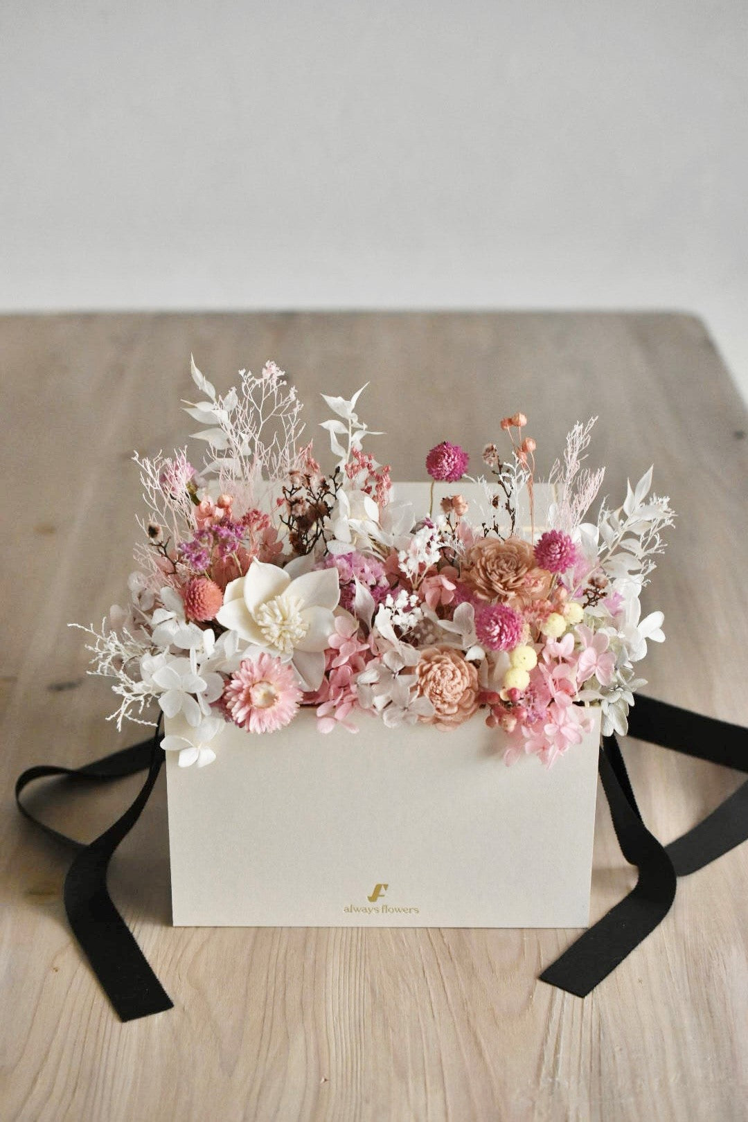 Flower BAG No.1/フラワーバッグアレンジ ペールピンク/ドライ&プリザーブドフラワー