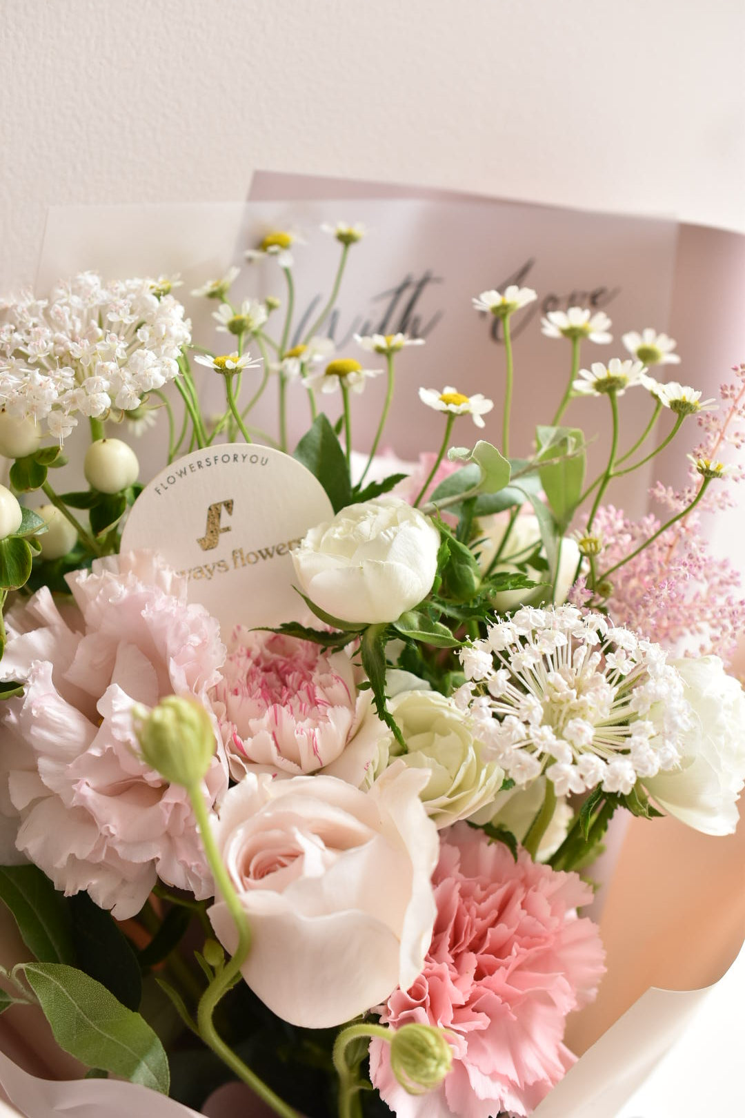 Message Bouquet & Flower Vase/メッセージブーケ&フラワーベースセット/シャンパンピンク