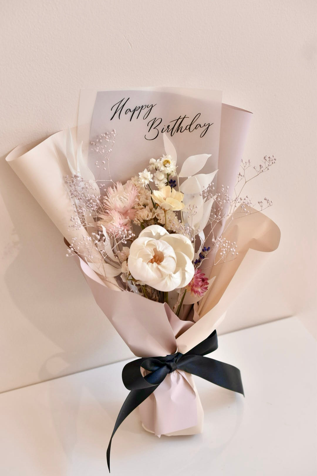 Message Bouquet & Flower Vase/メッセージブーケ&花器セット クラシックピンク/ドライ・プリザーブドフラワー