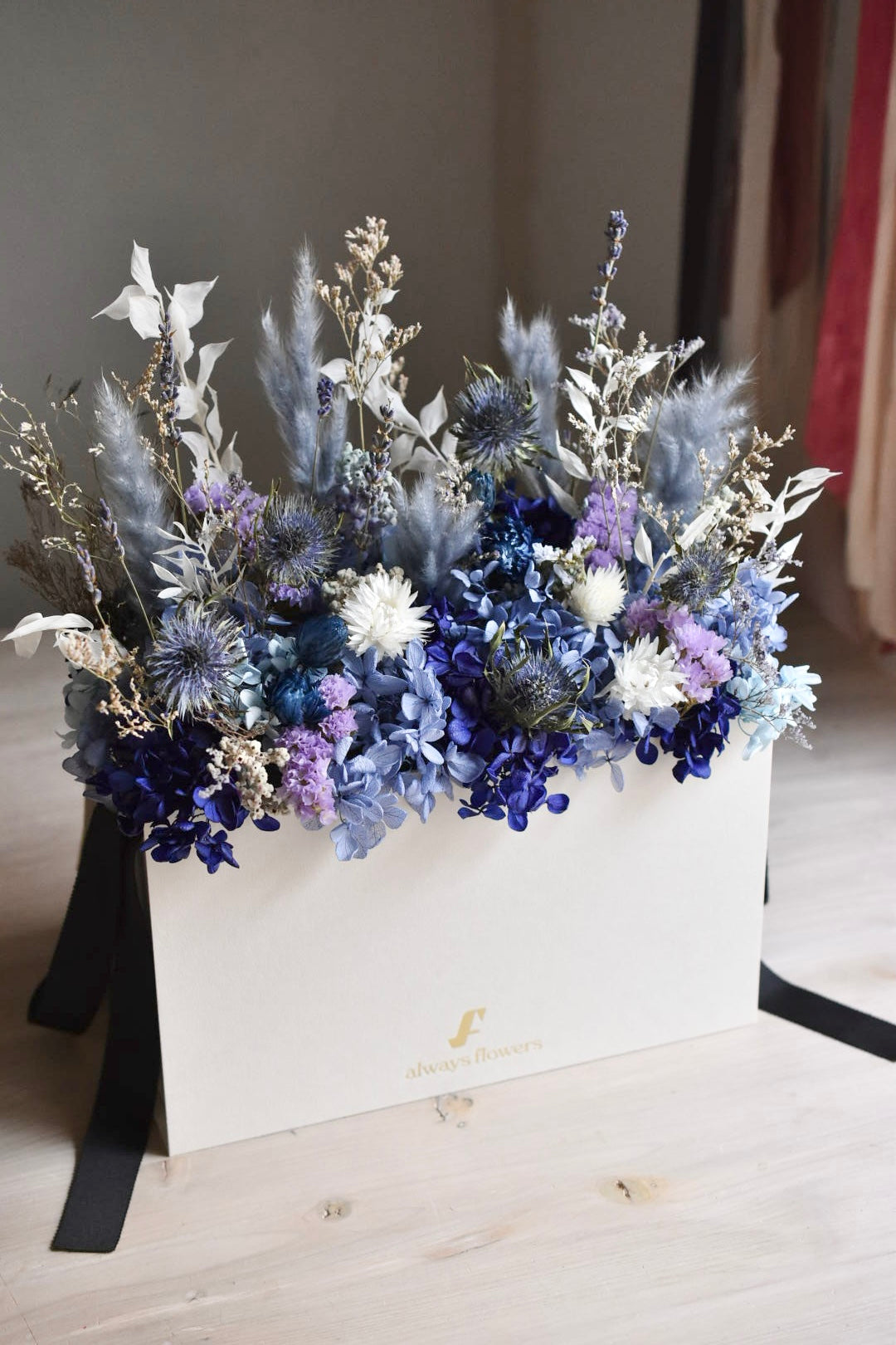 Flower BAG No.1/フラワーバッグアレンジ ブルー/ドライ&プリザーブドフラワー