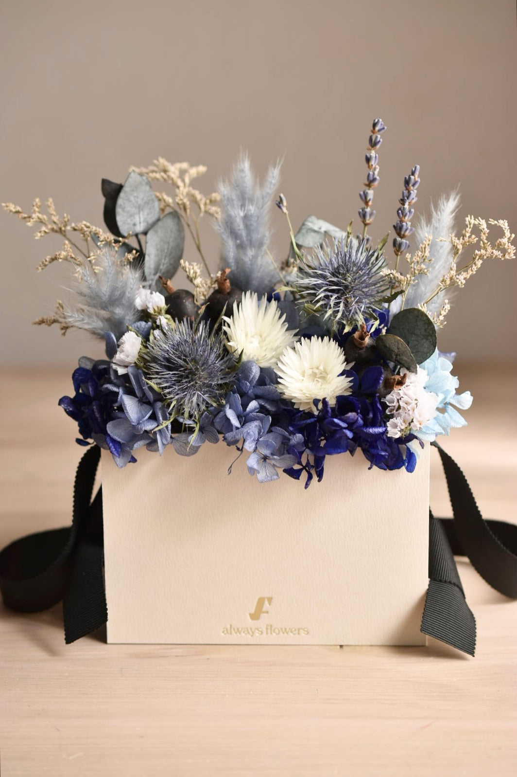 Flower BAG No.1/フラワーバッグアレンジ ブルー/ドライ&プリザーブドフラワー