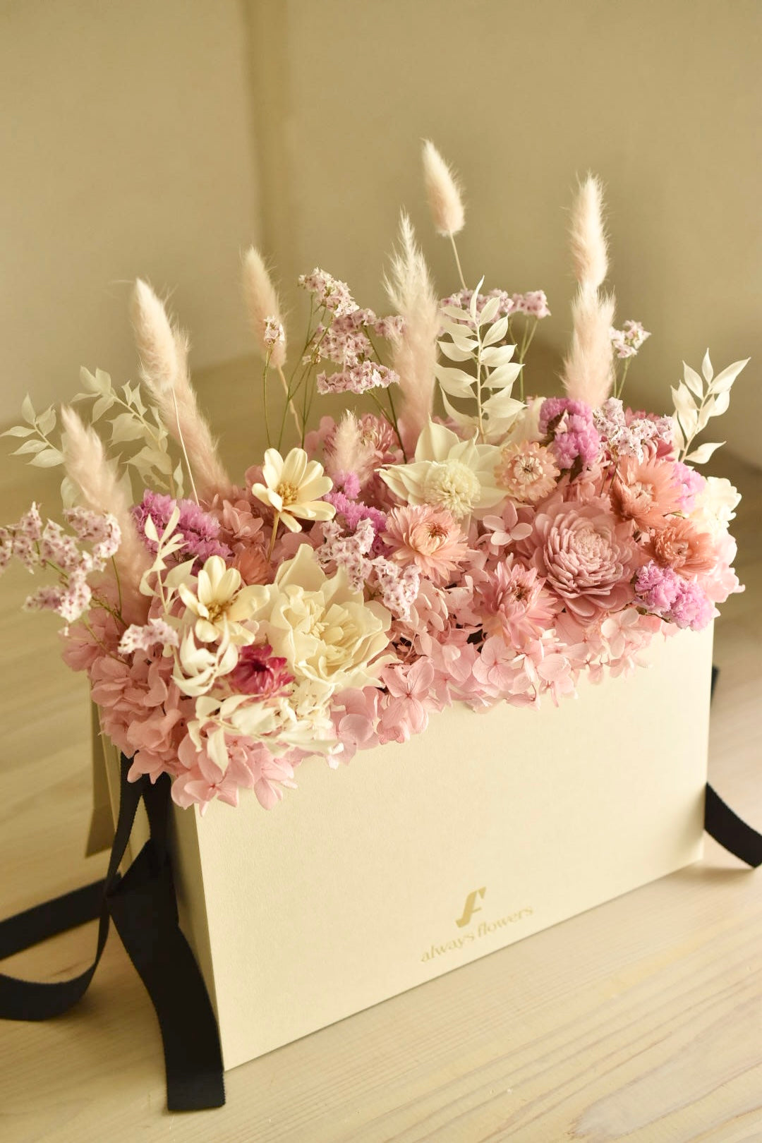 Flower BAG No.1/フラワーバッグアレンジ ペールピンク/ドライ&プリザーブドフラワー