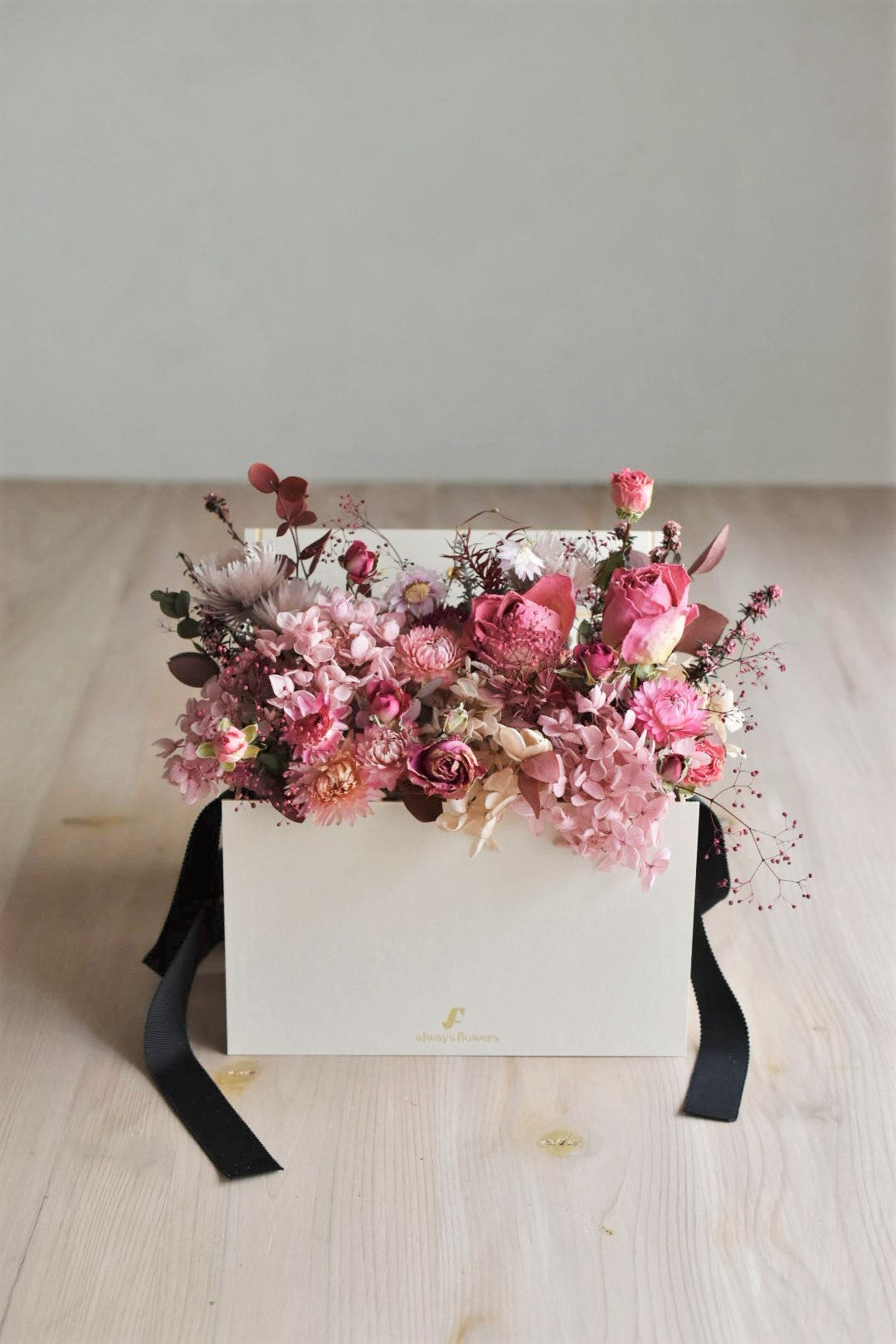Flower BAG No.1/フラワーバッグアレンジ スモーキーピンク/ドライ&プリザーブドフラワー