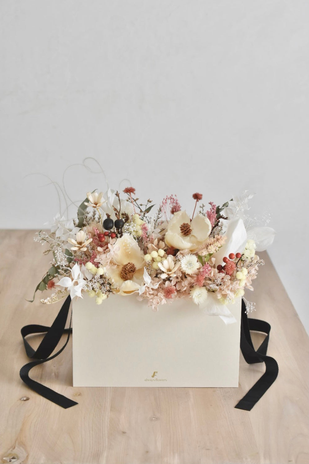 Flower BAG No.1/フラワーバッグアレンジ ベージュ/ドライ&プリザーブドフラワー