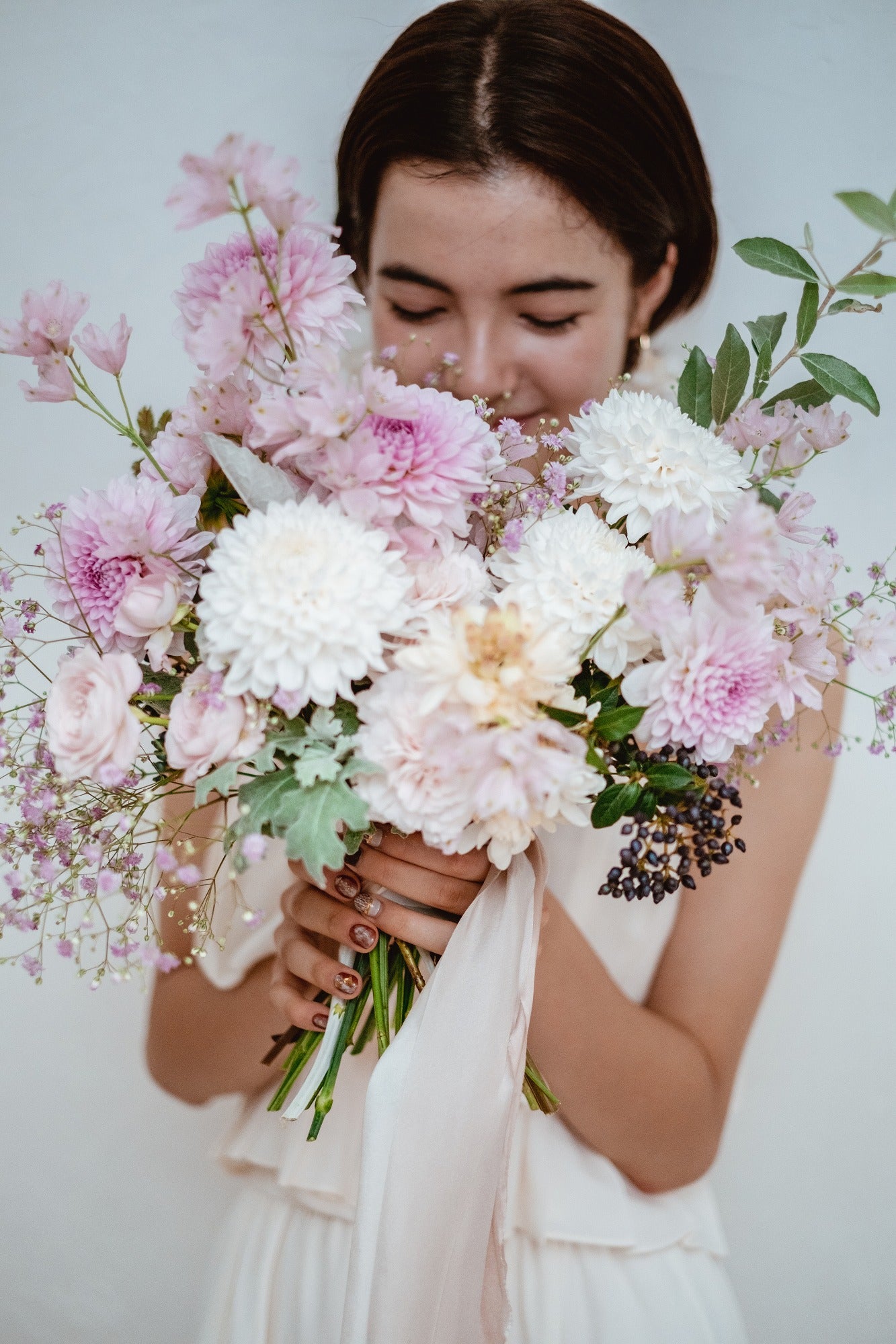 【エリア限定】Wedding Bouquet/オーダーデザインサンプル/ フレッシュフラワー/ワイドブーケ/ラビットマム