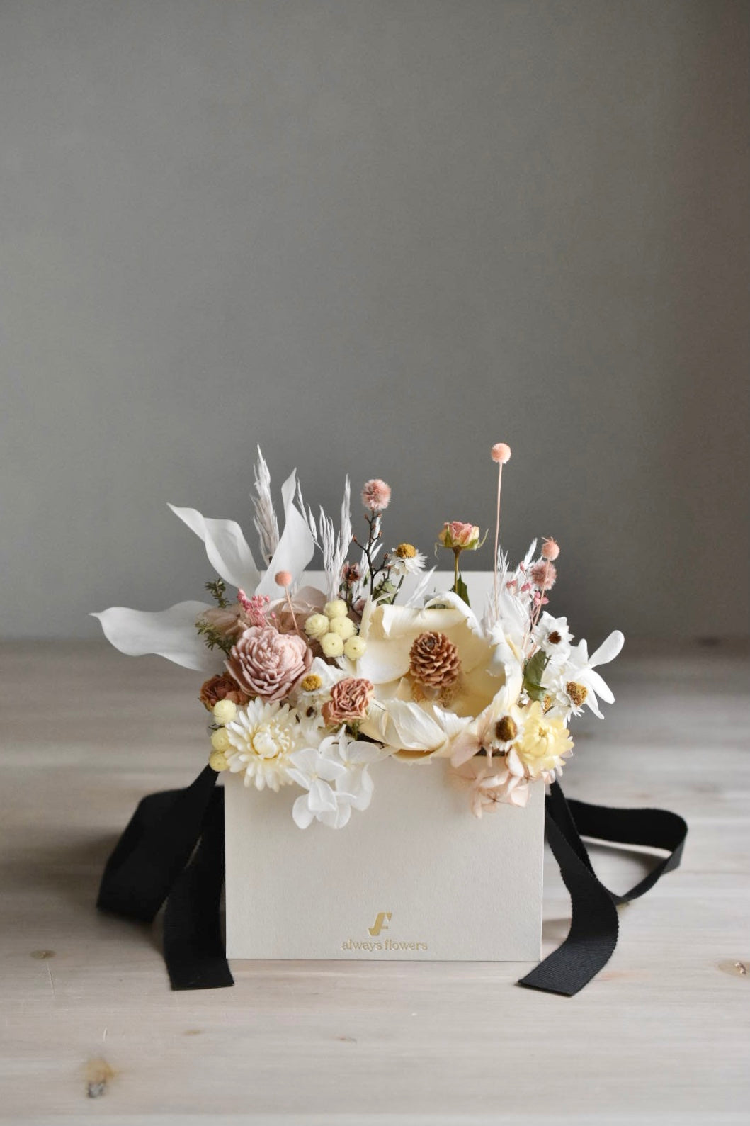 Flower BAG No.1/フラワーバッグアレンジ ベージュ/ドライ&プリザーブドフラワー