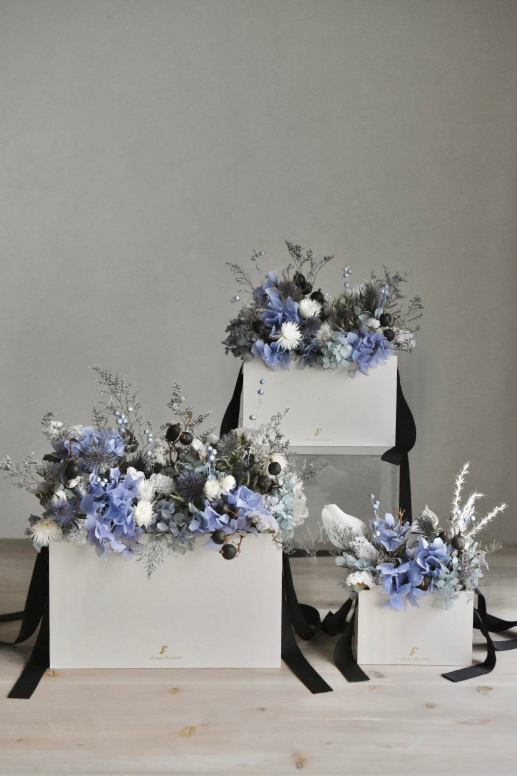 Flower BAG No.1/フラワーバッグアレンジ ブルー/ドライ&プリザーブドフラワー