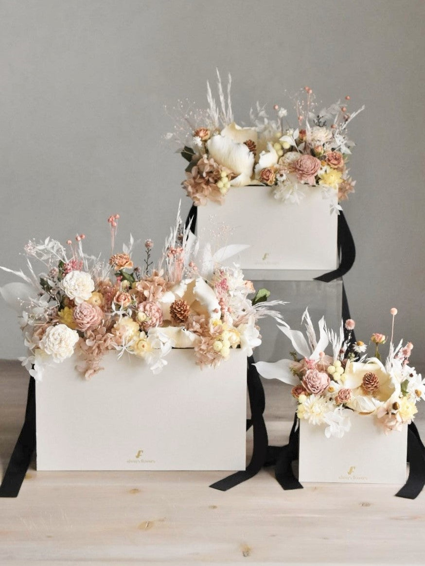 Flower BAG No.1/フラワーバッグアレンジ ベージュ/ドライ&プリザーブドフラワー