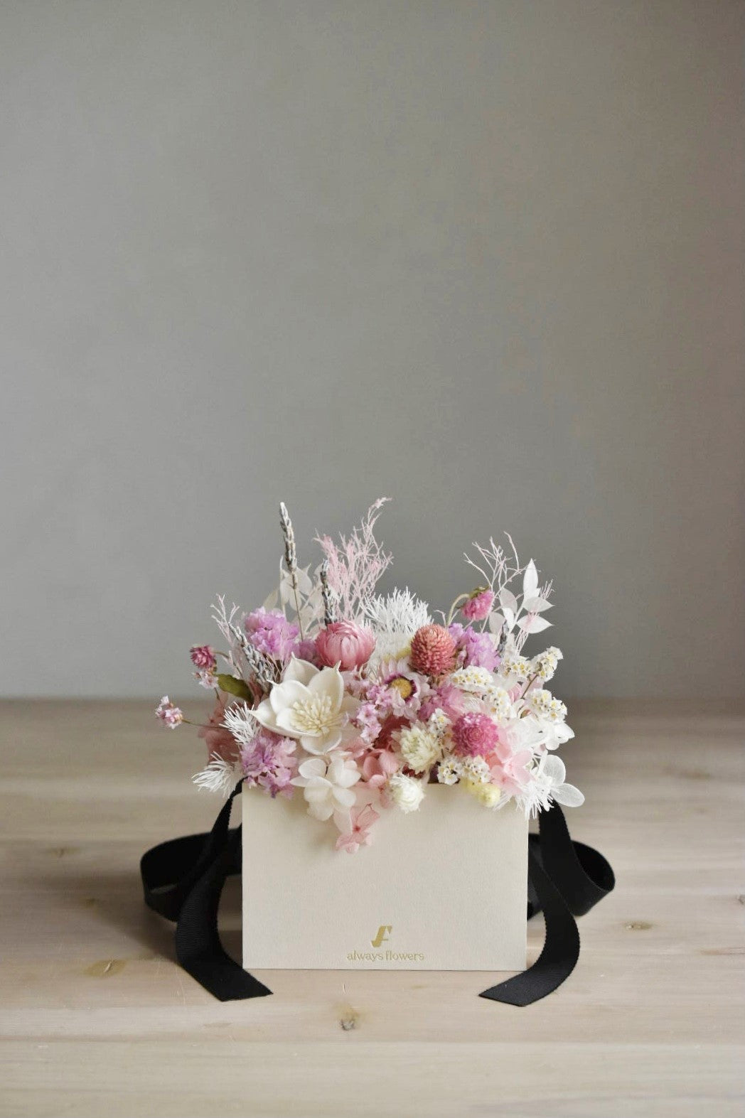 Flower BAG No.1/フラワーバッグアレンジ ペールピンク/ドライ&プリザーブドフラワー