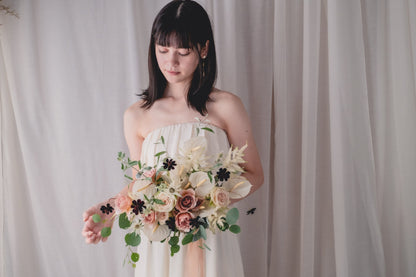 【エリア限定】Wedding Bouquet／オーダーデザインサンプル／ フレッシュフラワー／ニュアンスホワイト